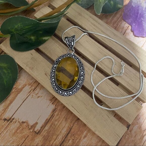 Citrine Sterling Silver Pendant Necklace - Picture 2 of 4